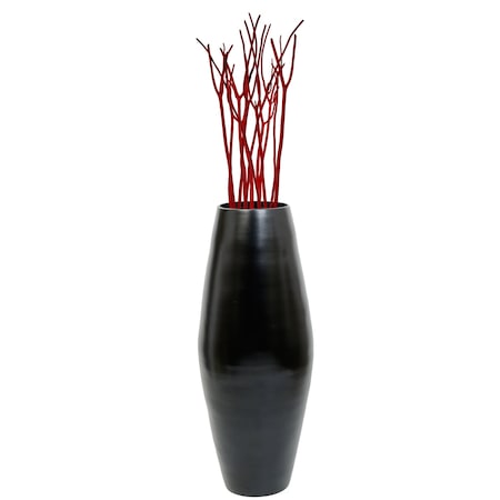 Uniquewise Bamboo Cylinder Floor Vase-Handcrafted Tall Decorative Vase-Ideal for Dining Room, Living Room, 27.5", Black QI003245.BK